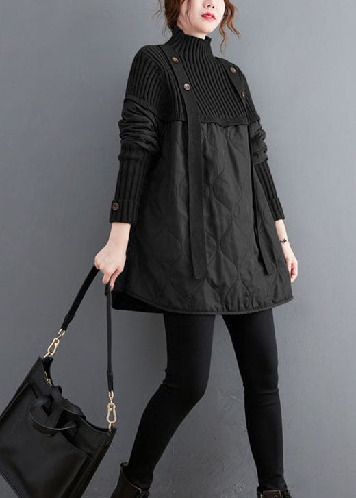 Naisten Neulepusero Musta Tilkkutäyte 3