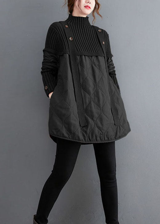 Naisten Neulepusero Musta Tilkkutäyte 4