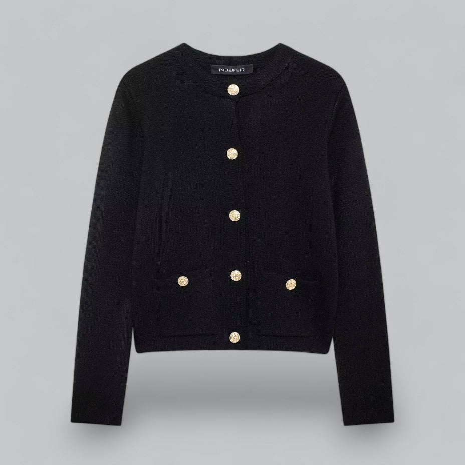 Naisten Neuletakki Kultaisilla Napeilla Tyylikäs 8