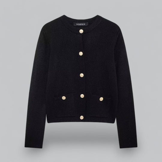 Naisten Neuletakki Kultaisilla Napeilla Tyylikäs 8