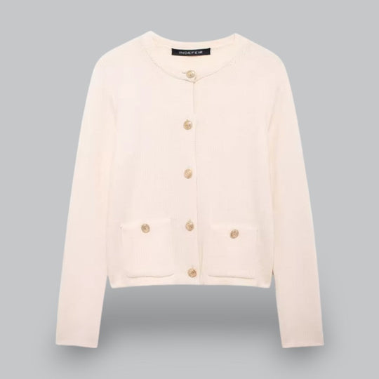 Naisten Neuletakki Kultaisilla Napeilla Tyylikäs 9