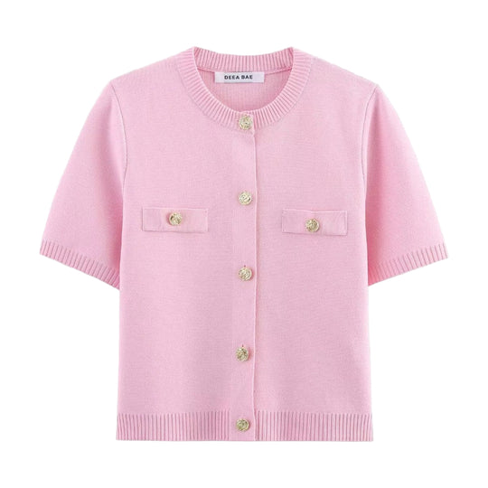 Naisten Neuletakki Lyhythihainen Tyylikäs Siluetti 0