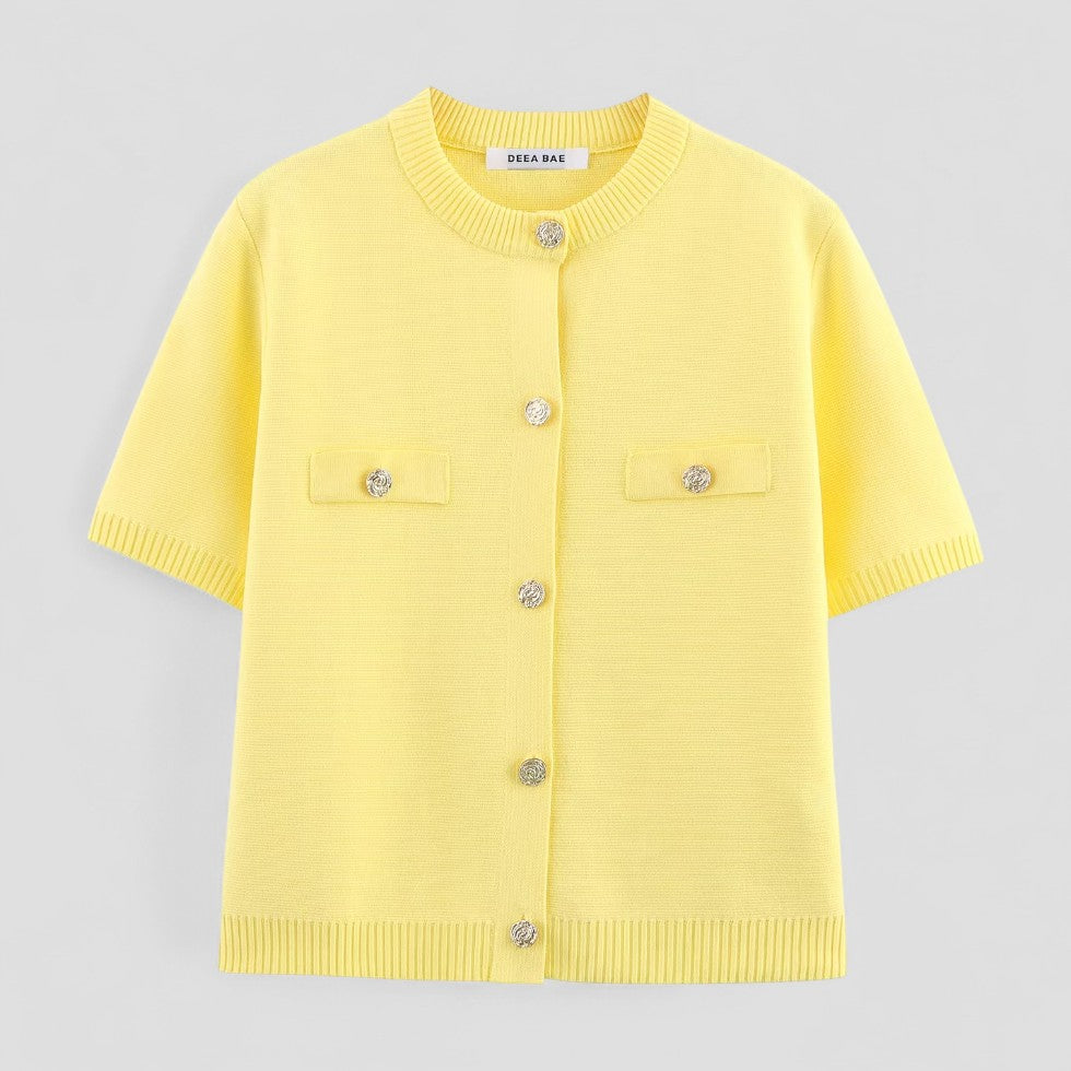 Naisten Neuletakki Lyhythihainen Tyylikäs Siluetti 1