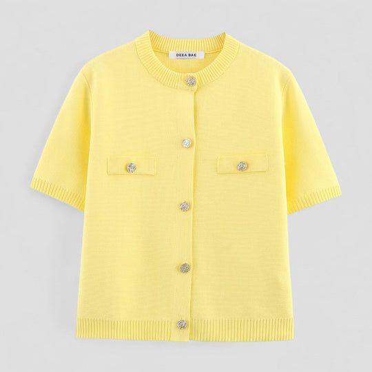 Naisten Neuletakki Lyhythihainen Tyylikäs Siluetti 1