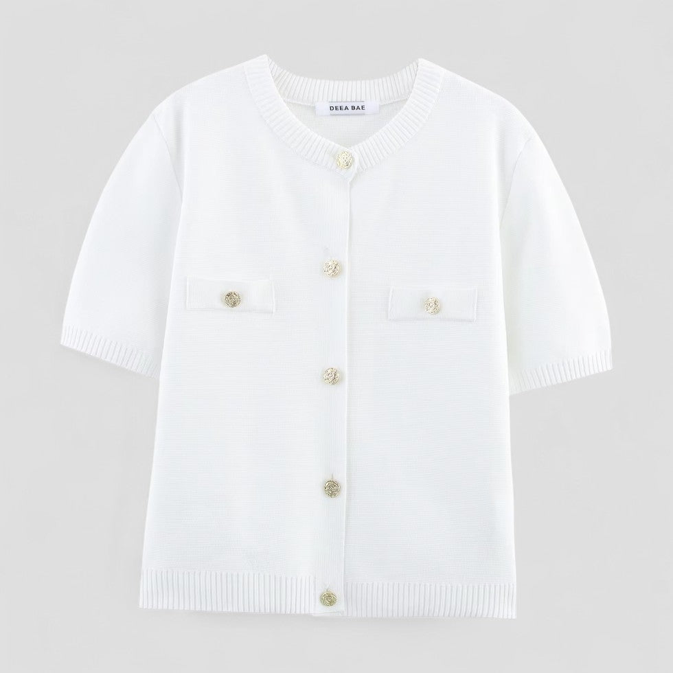 Naisten Neuletakki Lyhythihainen Tyylikäs Siluetti 2