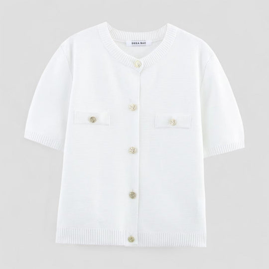 Naisten Neuletakki Lyhythihainen Tyylikäs Siluetti 2