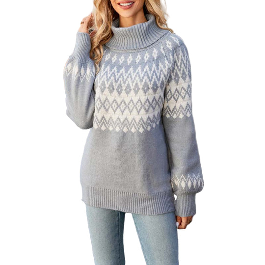 Naisten Neulottu Villapaita Korkea Kaulus 0