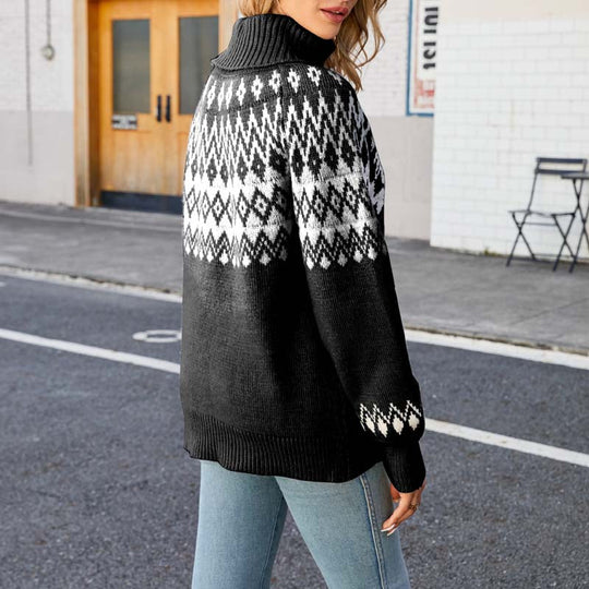 Naisten Neulottu Villapaita Korkea Kaulus 8