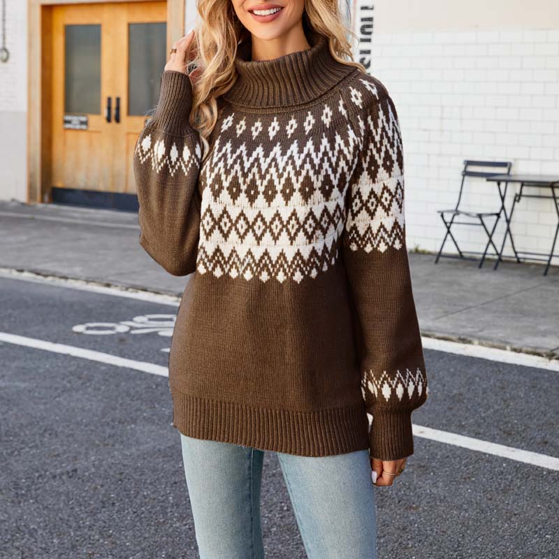 Naisten Neulottu Villapaita Korkea Kaulus 9