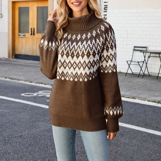 Naisten Neulottu Villapaita Korkea Kaulus 9