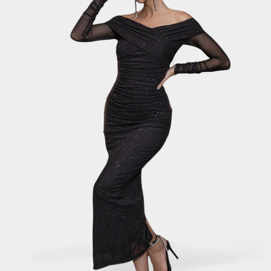 Naisten Off-Shoulder Pitkähiha Rento Mekko 1