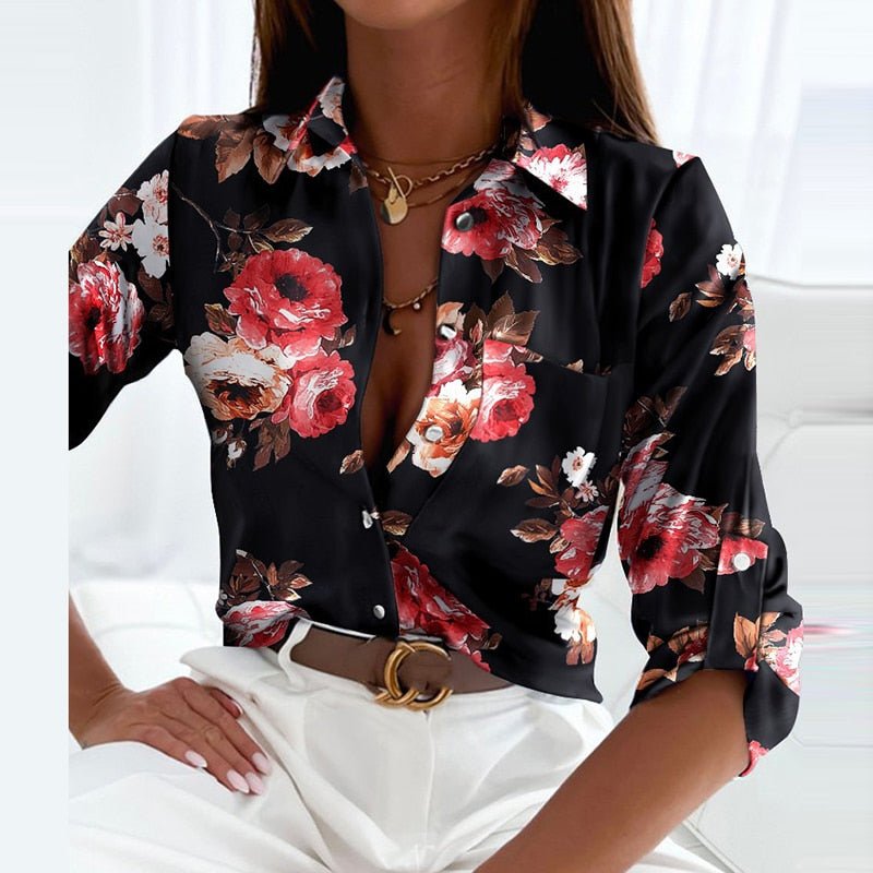Naisten Omslagkraag Blouse Monivärinen Hengittävä Materiaali 8