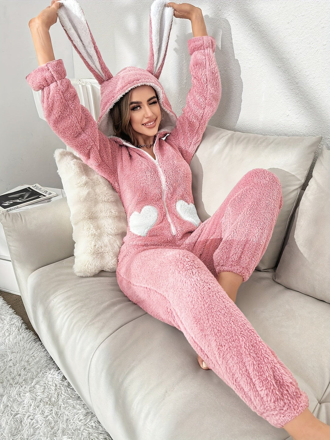 Naisten Onesie Hupparimallinen Pörröinen 3