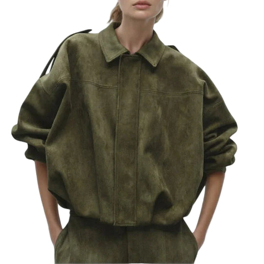 Naisten Oversized Bomber-takki Vetoketjulla 0