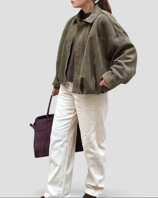 Naisten Oversized Bomber-takki Vetoketjulla 6