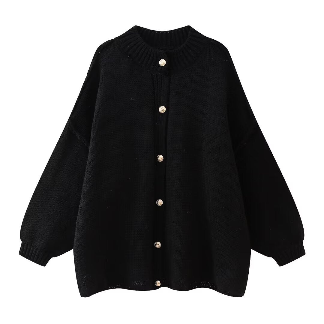 Naisten Oversized Cardigan Pehmeästä Neuleesta Nappikiinnitys 0