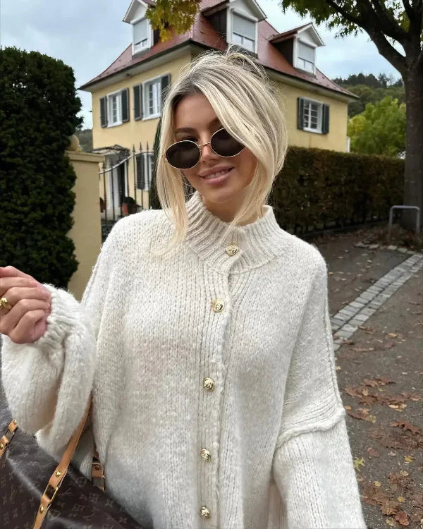 Naisten Oversized Cardigan Pehmeästä Neuleesta Nappikiinnitys 1