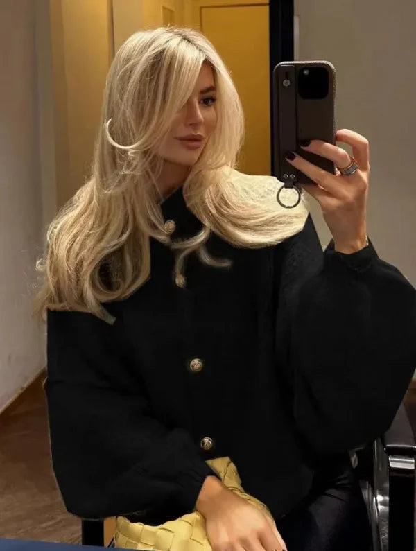 Naisten Oversized Cardigan Pehmeästä Neuleesta Nappikiinnitys 4