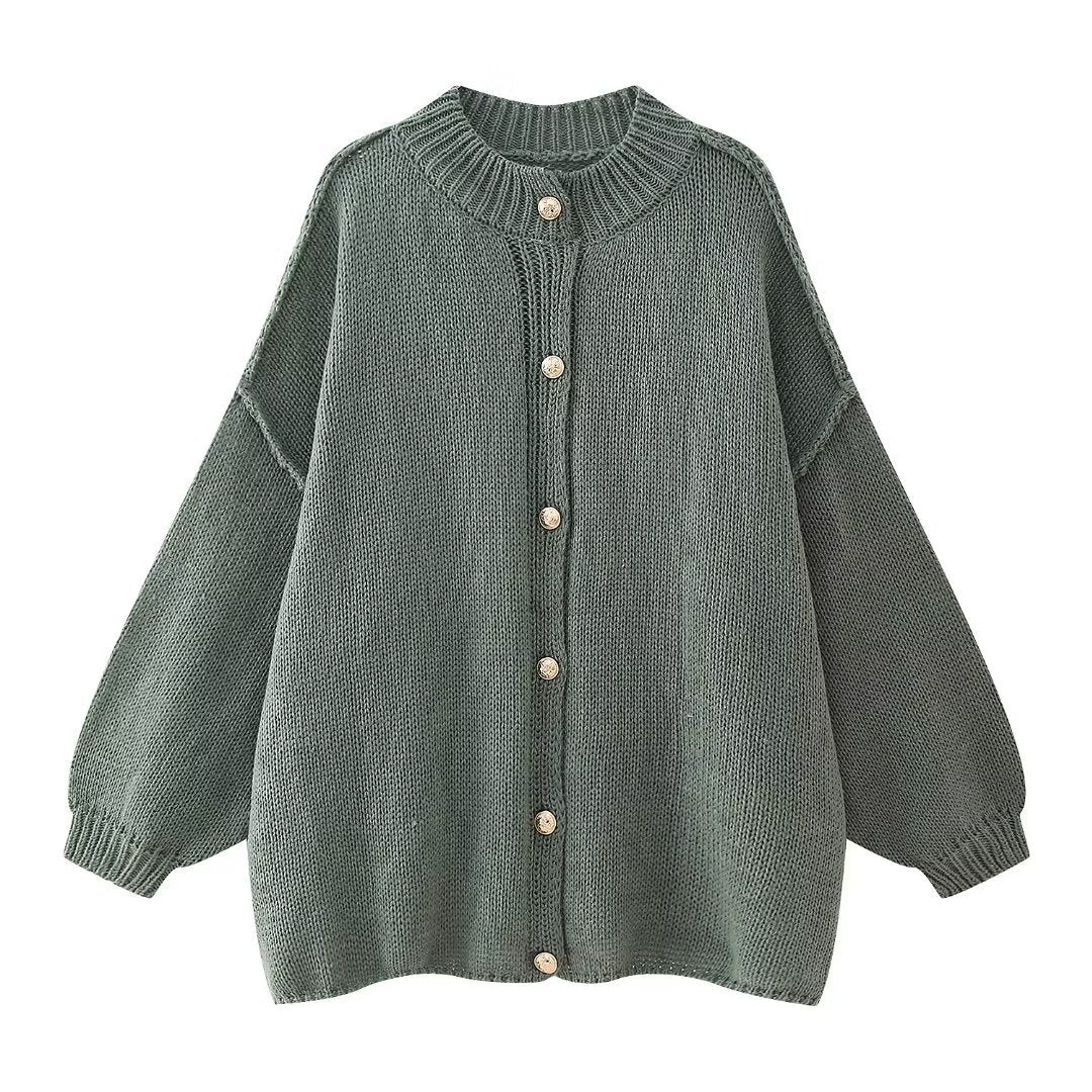 Naisten Oversized Cardigan Pehmeästä Neuleesta Nappikiinnitys 6
