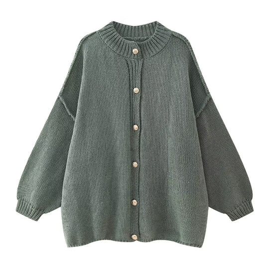 Naisten Oversized Cardigan Pehmeästä Neuleesta Nappikiinnitys 6