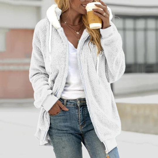 Naisten Oversized Fleece Cardigan Huppu 2