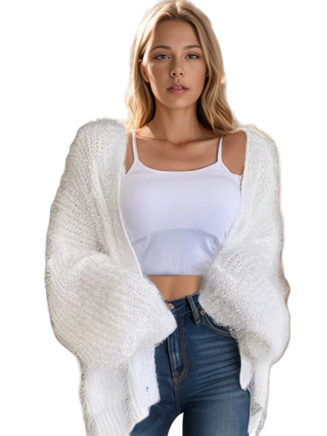 Naisten Oversized Neulecardigan Avoimella Edellä 0