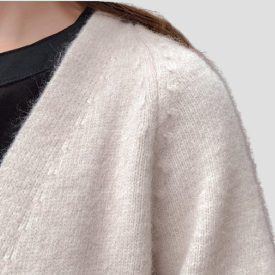 Naisten Pitkä Avoin Neuletakki Tyylikäs Kerroksellinen Ilme 3