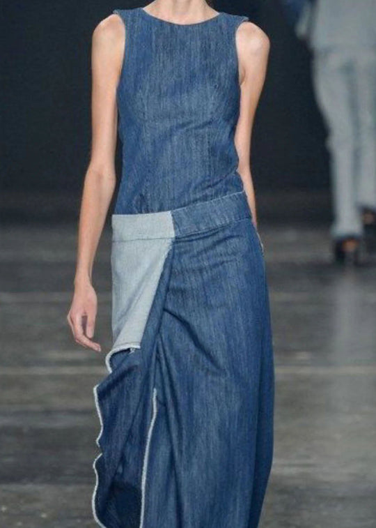 Naisten Pitkä Farkkumekko Röyhelöillä 1