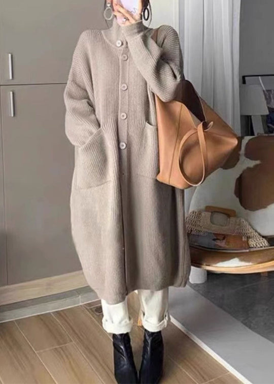 Naisten Pitkä Neule Pusero Napilla ja Taskuilla 1