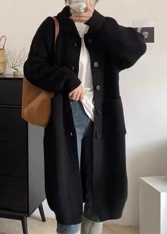 Naisten Pitkä Neule Pusero Napilla ja Taskuilla 2