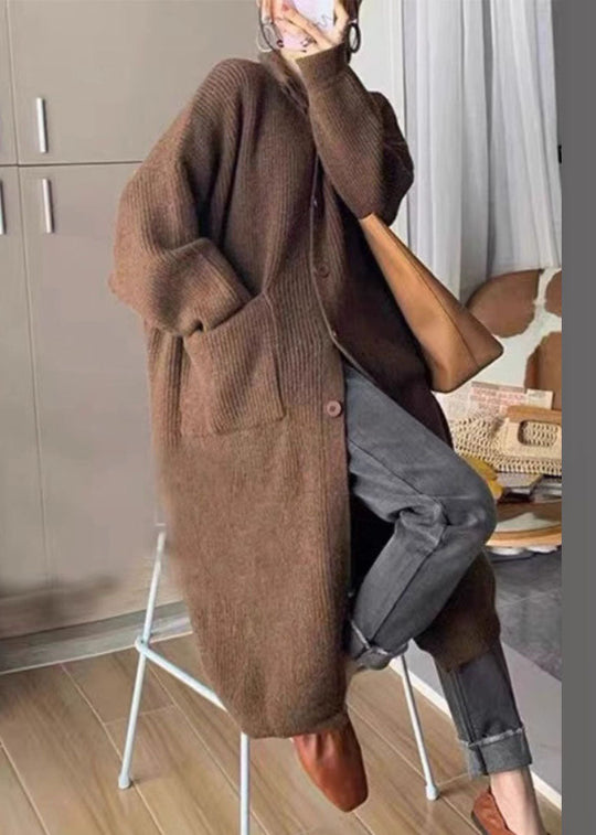 Naisten Pitkä Neule Pusero Napilla ja Taskuilla 3