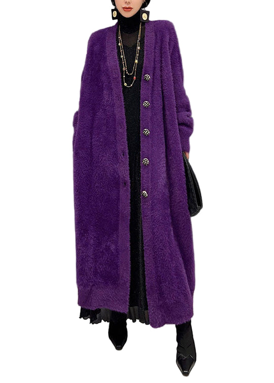 Naisten Pitkä Neuletakki V-kaula-aukolla 0