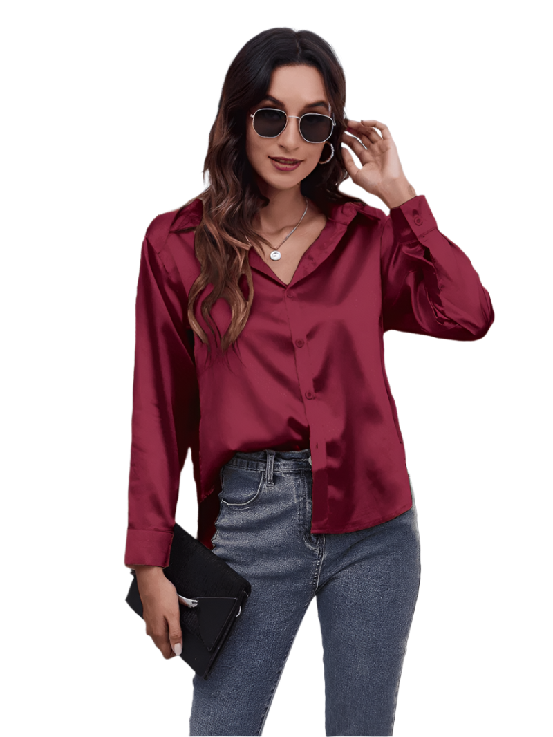 Naisten Pitkähiha Blouse Satiini 0