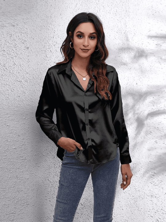 Naisten Pitkähiha Blouse Satiini 10