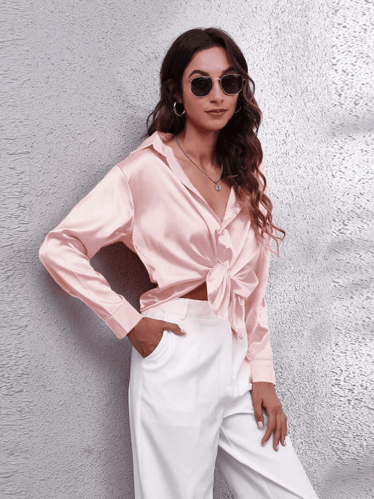 Naisten Pitkähiha Blouse Satiini 11