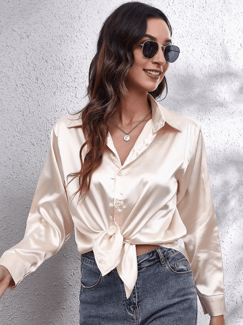 Naisten Pitkähiha Blouse Satiini 2
