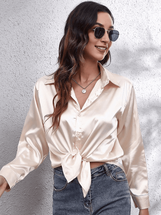 Naisten Pitkähiha Blouse Satiini 2