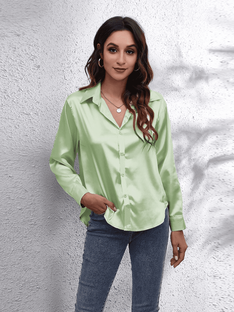 Naisten Pitkähiha Blouse Satiini 4