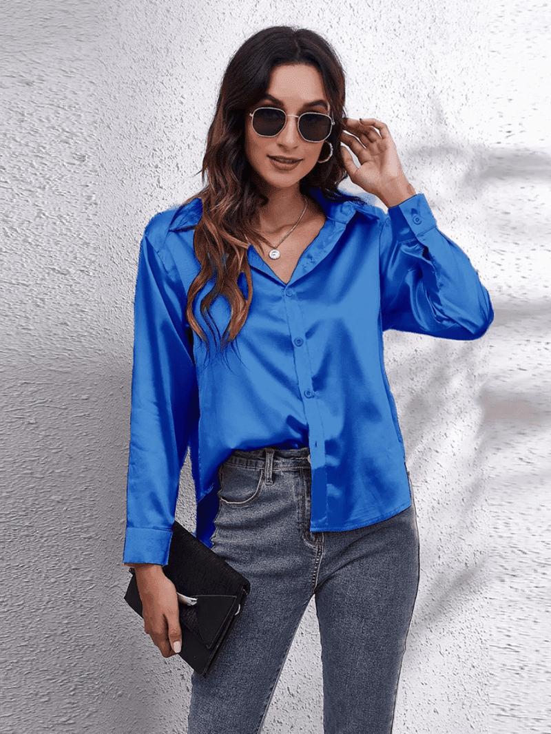 Naisten Pitkähiha Blouse Satiini 6