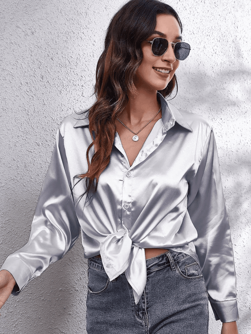 Naisten Pitkähiha Blouse Satiini 7