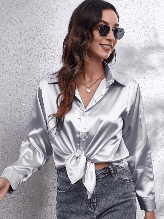 Naisten Pitkähiha Blouse Satiini 7