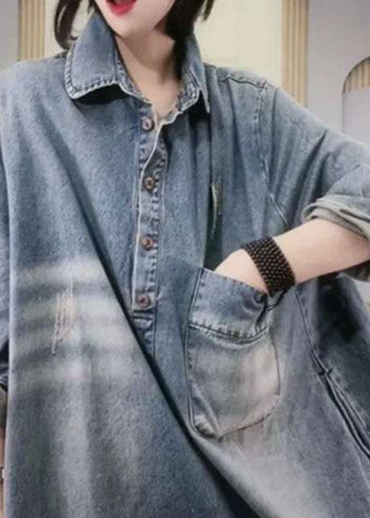 Naisten Pitkähihainen Farkkujuhlamekko Peter Pan -kauluksella 3