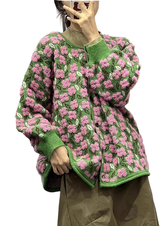 Naisten Pitkähihainen Kukallinen Neuletakki 0