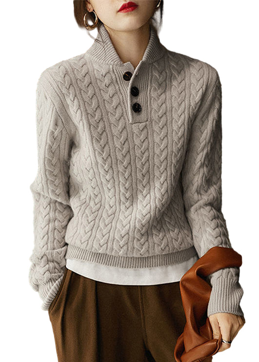 Naisten Pitkähihainen Neulepusero Camel Värissä 0