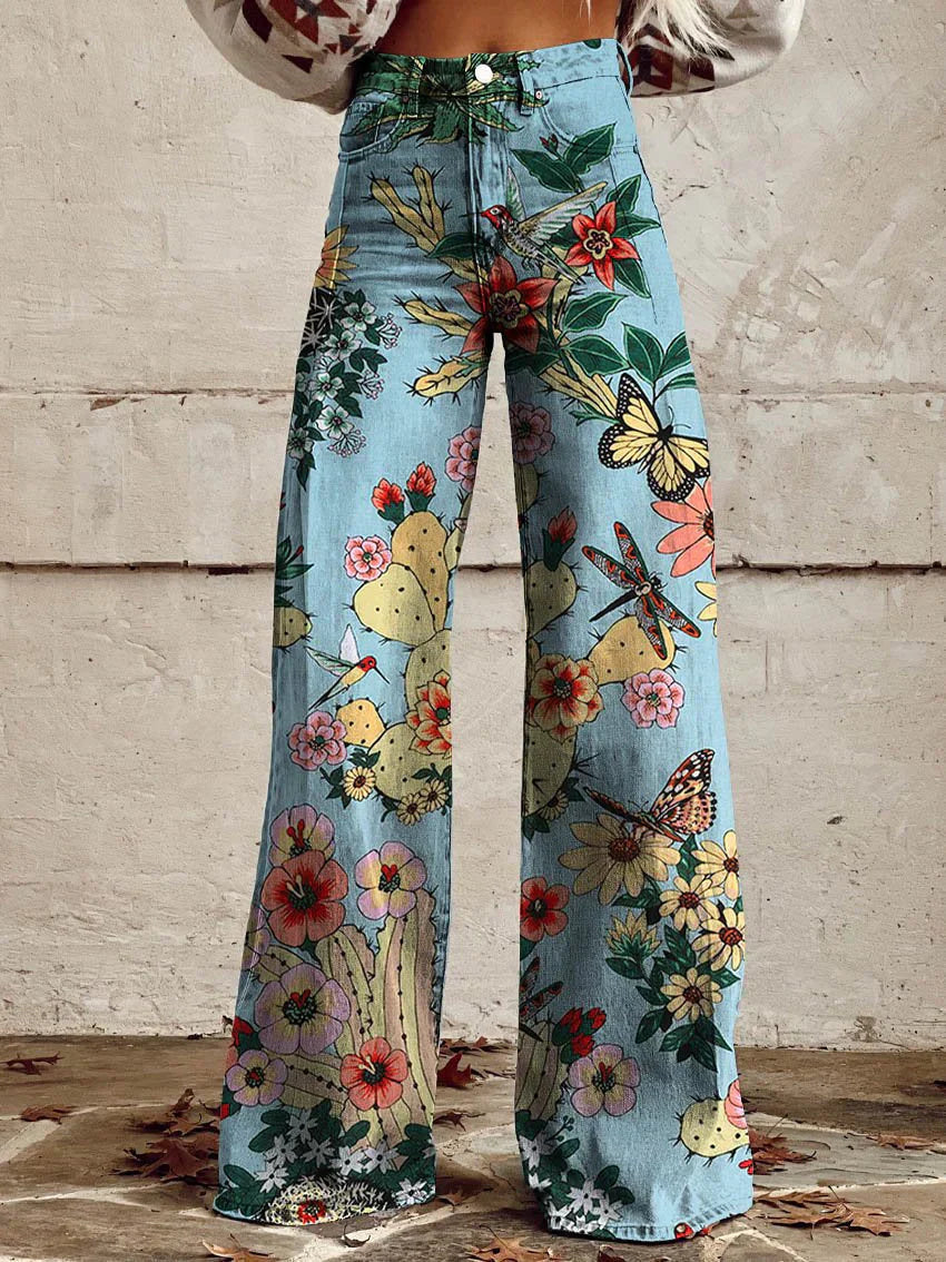 Naisten Pitkät Housut Rento Denim Materiaali 5
