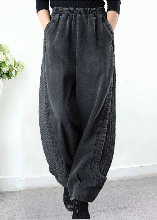 Naisten Plus-koko Harem-housut Harmaat Taskut 1