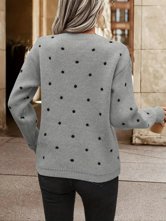 Naisten Polkadot Pitkähiha Trui Trendikäs Puuvilla 2