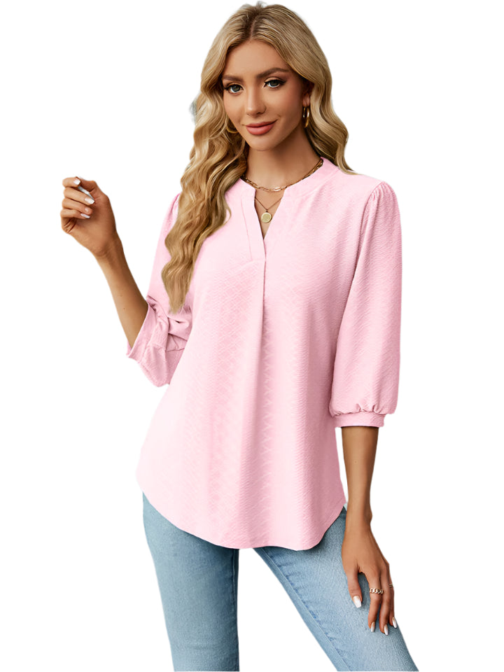 Naisten Pusero Kolmivartinen Notched Kaula-aukko Mukava Rayon Polyesteri Spandex 0