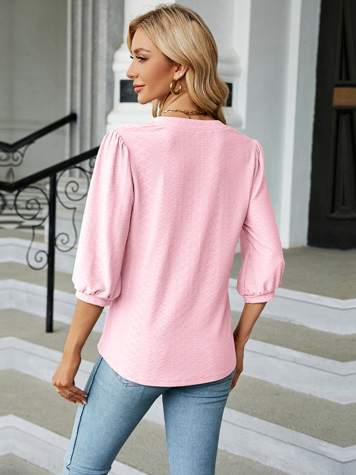 Naisten Pusero Kolmivartinen Notched Kaula-aukko Mukava Rayon Polyesteri Spandex 1