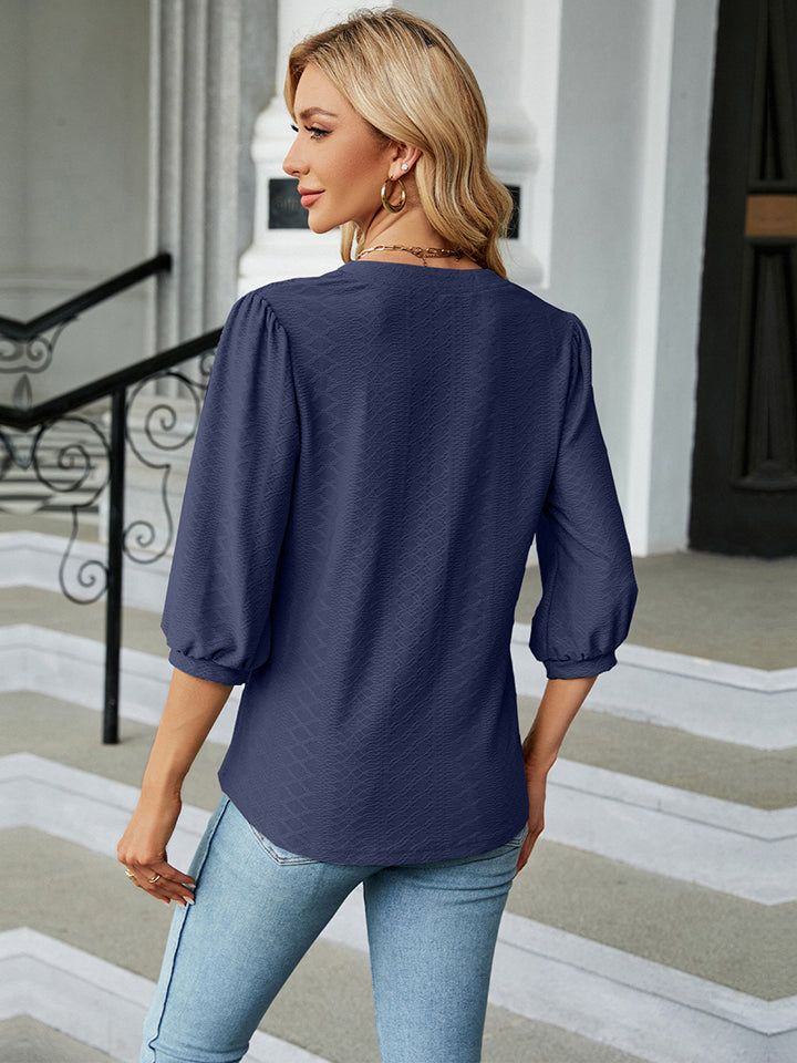 Naisten Pusero Kolmivartinen Notched Kaula-aukko Mukava Rayon Polyesteri Spandex 7